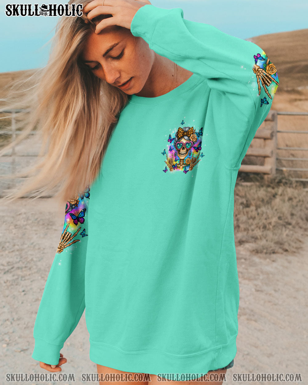 BLISSCORNERS I AM A NICE PERSON SKULL MESSY BUN TIE DYE ALL OVER PRINT