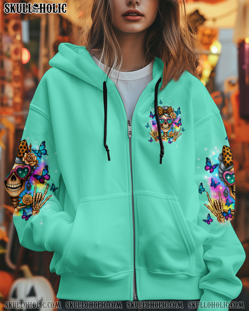 BLISSCORNERS I AM A NICE PERSON SKULL MESSY BUN TIE DYE ALL OVER PRINT