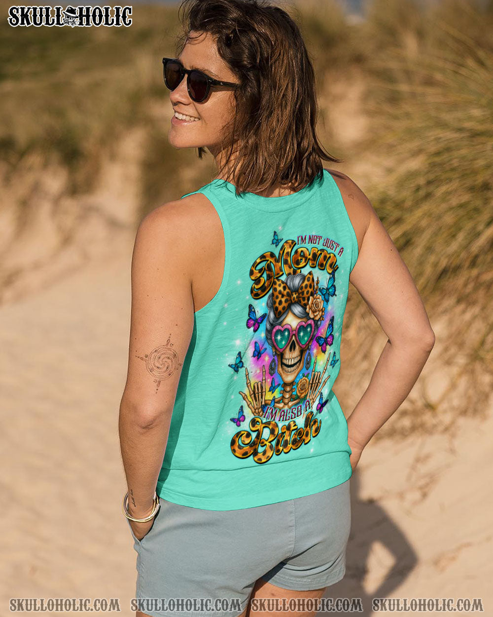 BLISSCORNERS I AM A NICE PERSON SKULL MESSY BUN TIE DYE ALL OVER PRINT