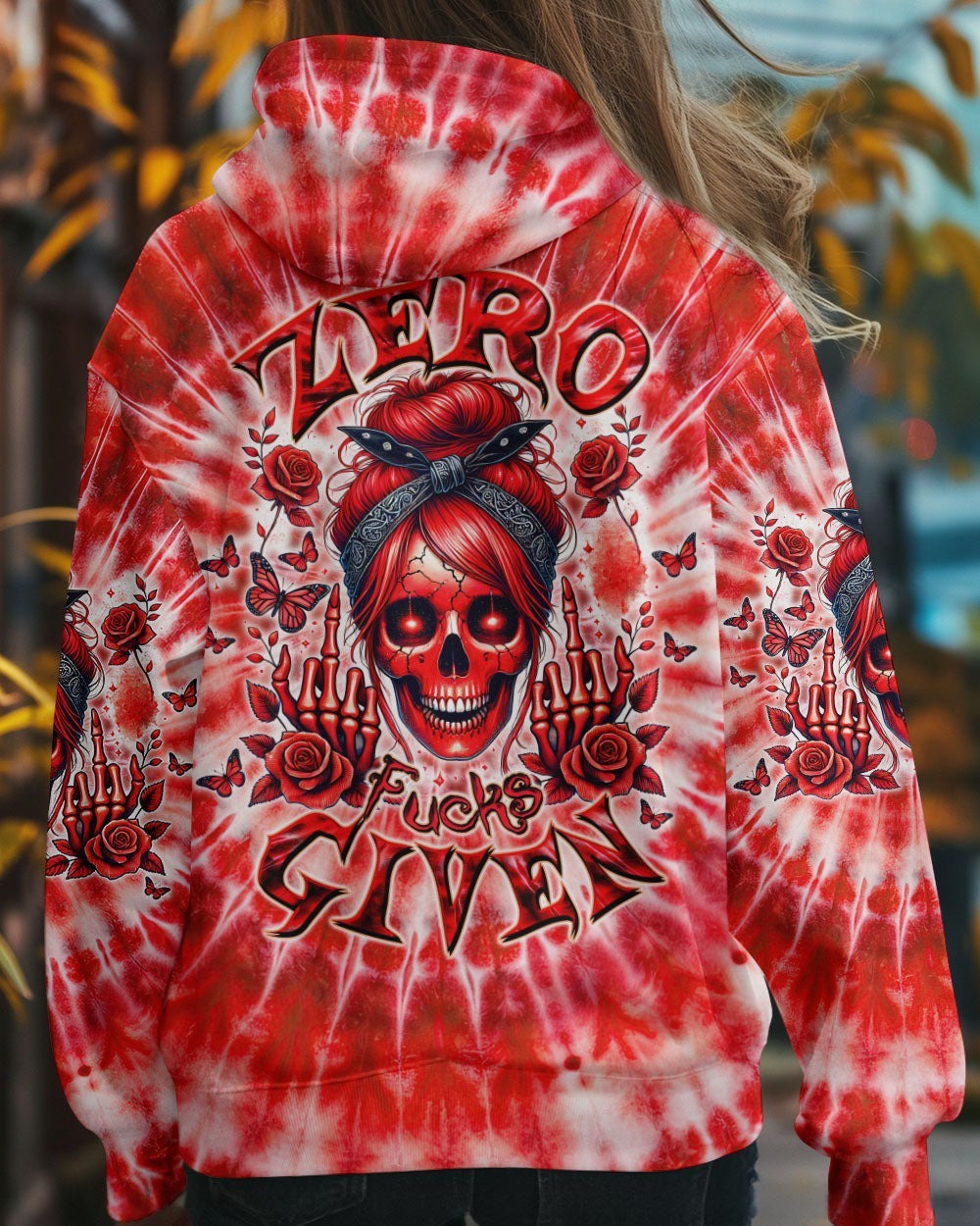 BLISSCORNERS I DON'T GIVE A F ABOUT WHAT YOU SAY MESSY BUN SKULL ALL OVER PRINT