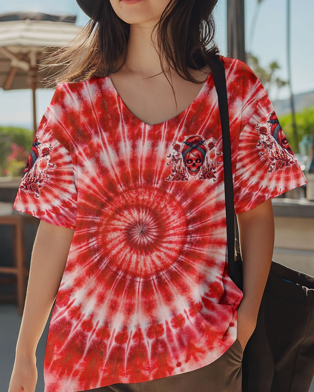 BLISSCORNERS I DON'T GIVE A F ABOUT WHAT YOU SAY MESSY BUN SKULL ALL OVER PRINT