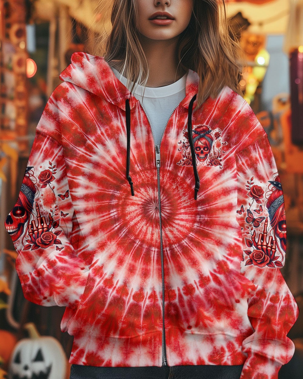 BLISSCORNERS I DON'T GIVE A F ABOUT WHAT YOU SAY MESSY BUN SKULL ALL OVER PRINT