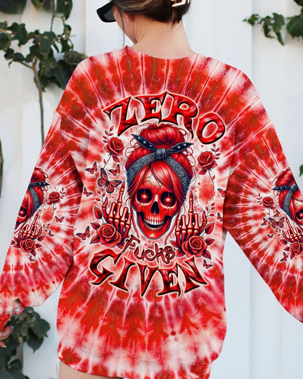 BLISSCORNERS I DON'T GIVE A F ABOUT WHAT YOU SAY MESSY BUN SKULL ALL OVER PRINT