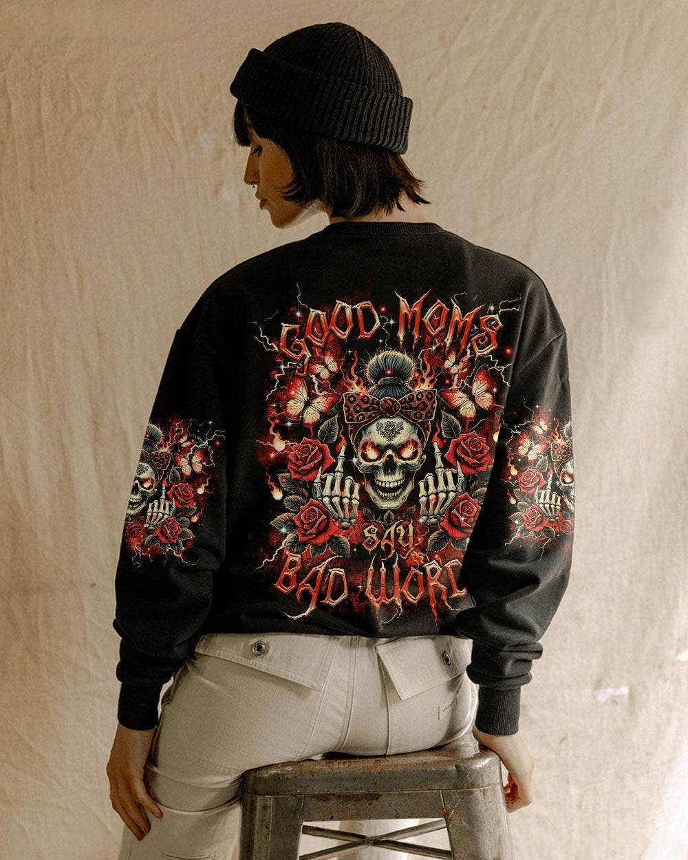 BLISSCORNERS BUT DID YOU DIE MOM LIFE SKULL MESSY BUN ALL OVER PRINT