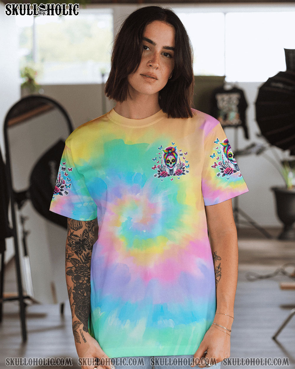 BLISSCORNERS HOW HEARTLESS I CAN BE SKULL MESSY BUN ALL OVER PRINT