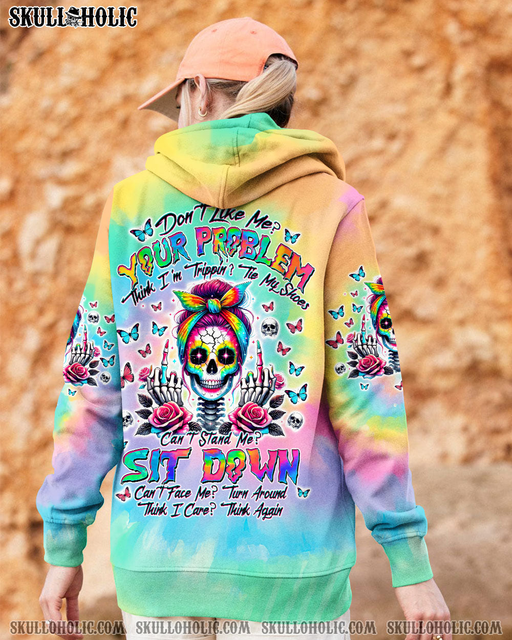 BLISSCORNERS HOW HEARTLESS I CAN BE SKULL MESSY BUN ALL OVER PRINT