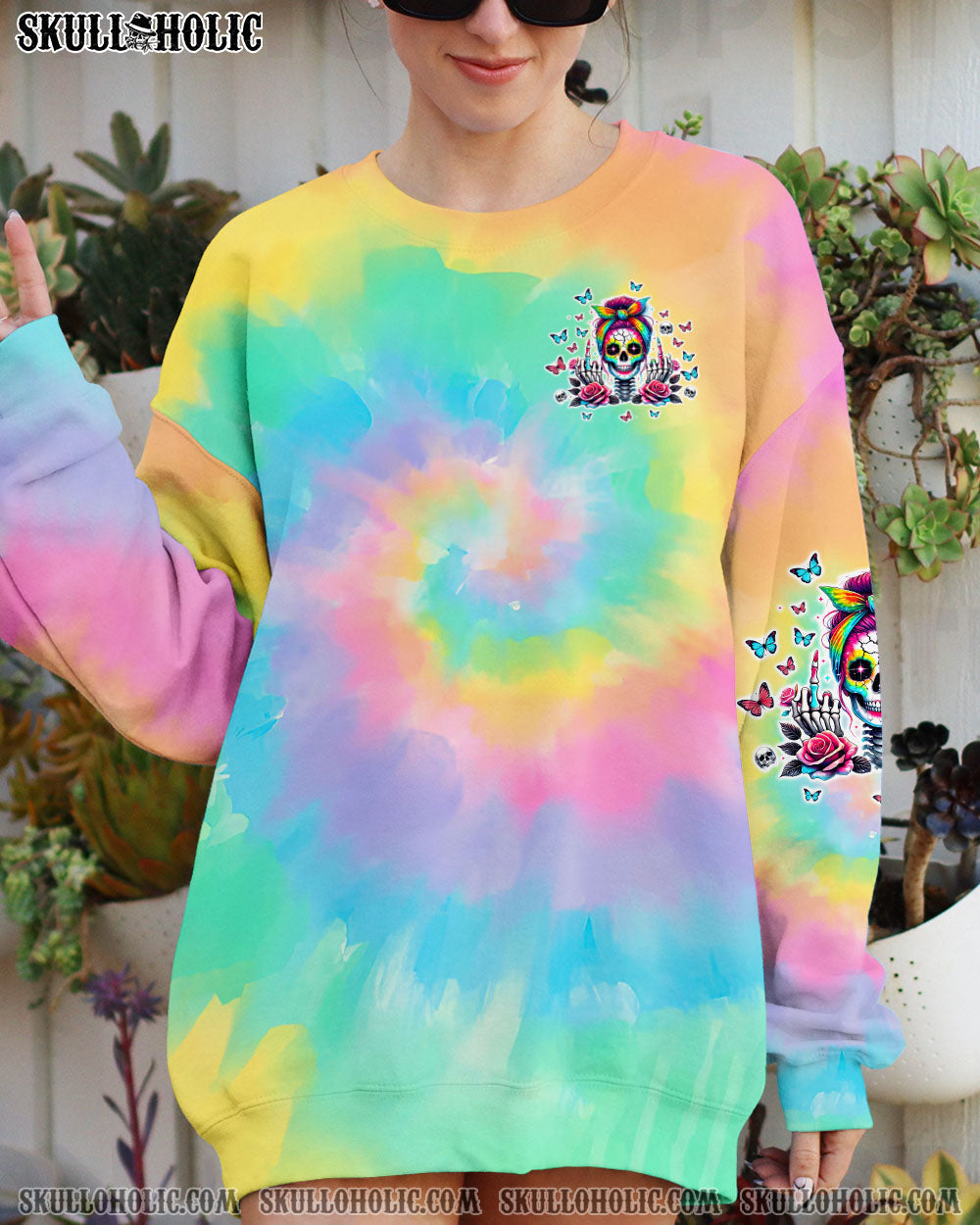 BLISSCORNERS HOW HEARTLESS I CAN BE SKULL MESSY BUN ALL OVER PRINT