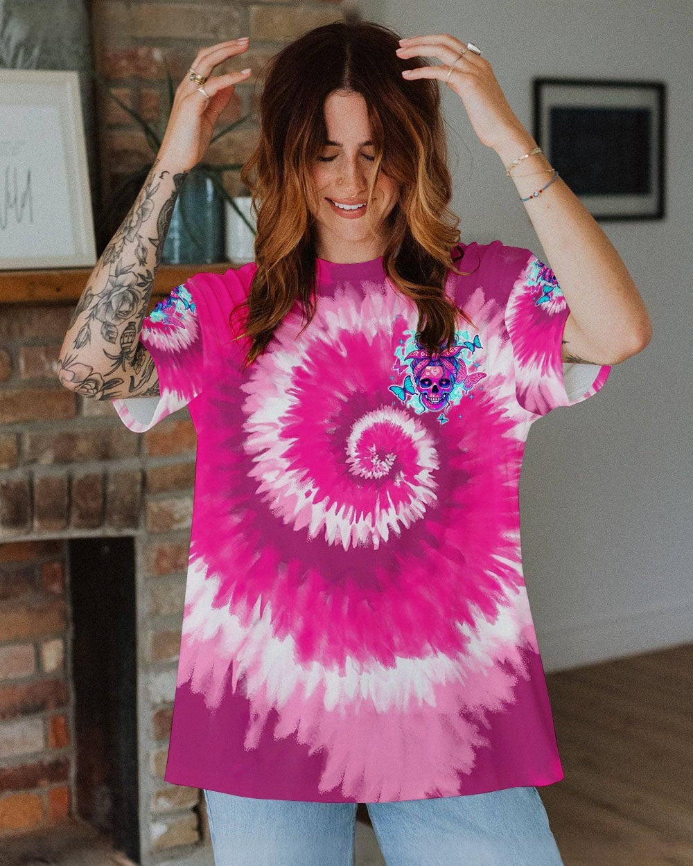 BLISSCORNERS BUT DID YOU DIE MOM LIFE SKULL MESSY BUN ALL OVER PRINT