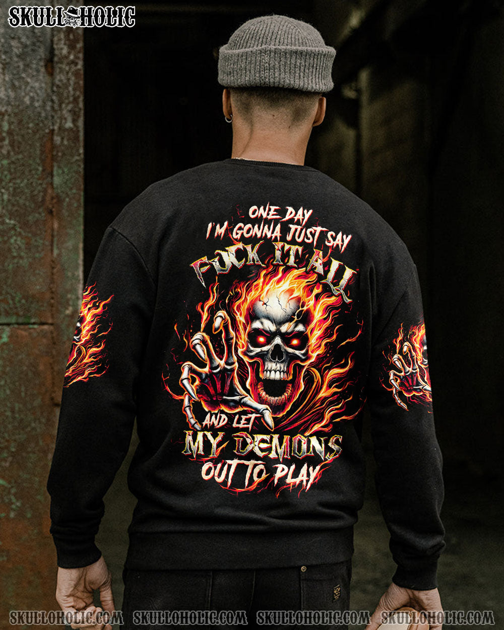 BLISSCORNERS ONE DAY I'M GONNA JUST SAY FIRE SKULL ALL OVER PRINT