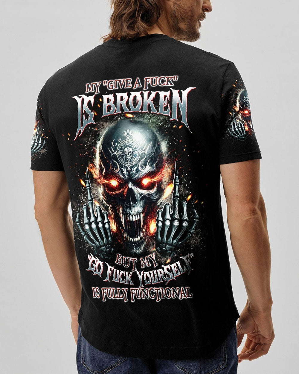 BLISSCORNERS MY GIVE A F IS BROKEN MADLY SKULL ALL OVER PRINT