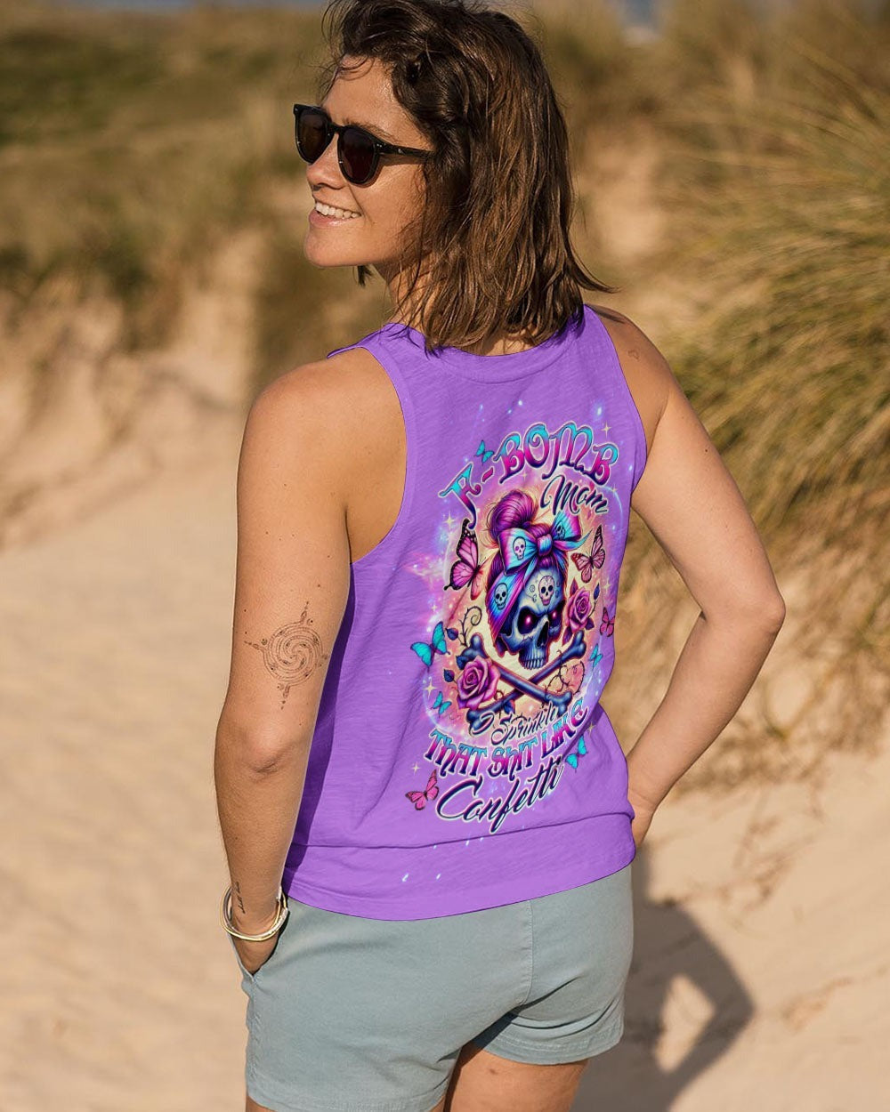 BLISSCORNERS ASSUMING I WAS LIKE MOST GIRLS SKULL MESSY BUN ALL OVER PRINT