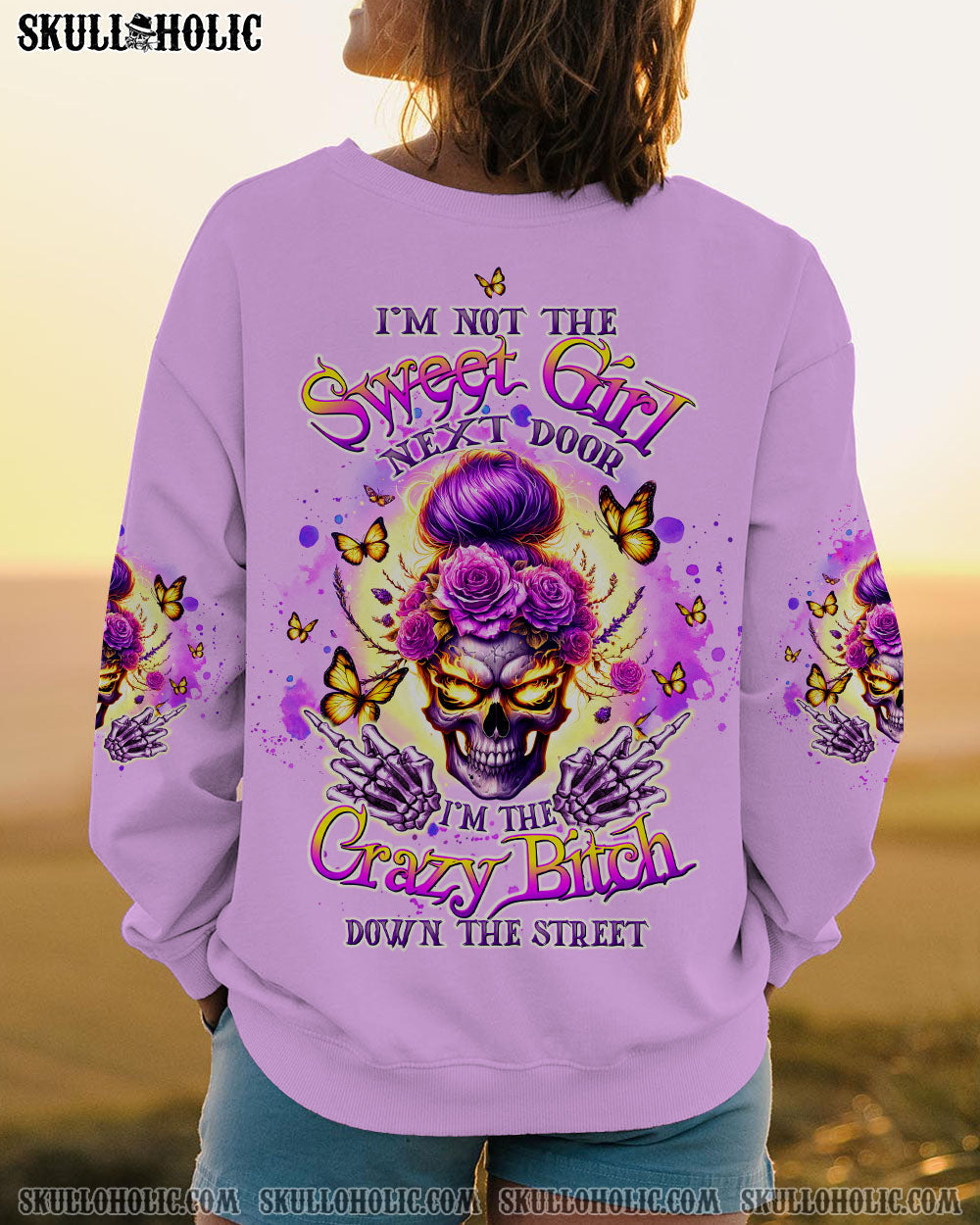 BLISSCORNERS YOU COULDN'T HANDLE ME MESSY BUN SKULL ALL OVER PRINT