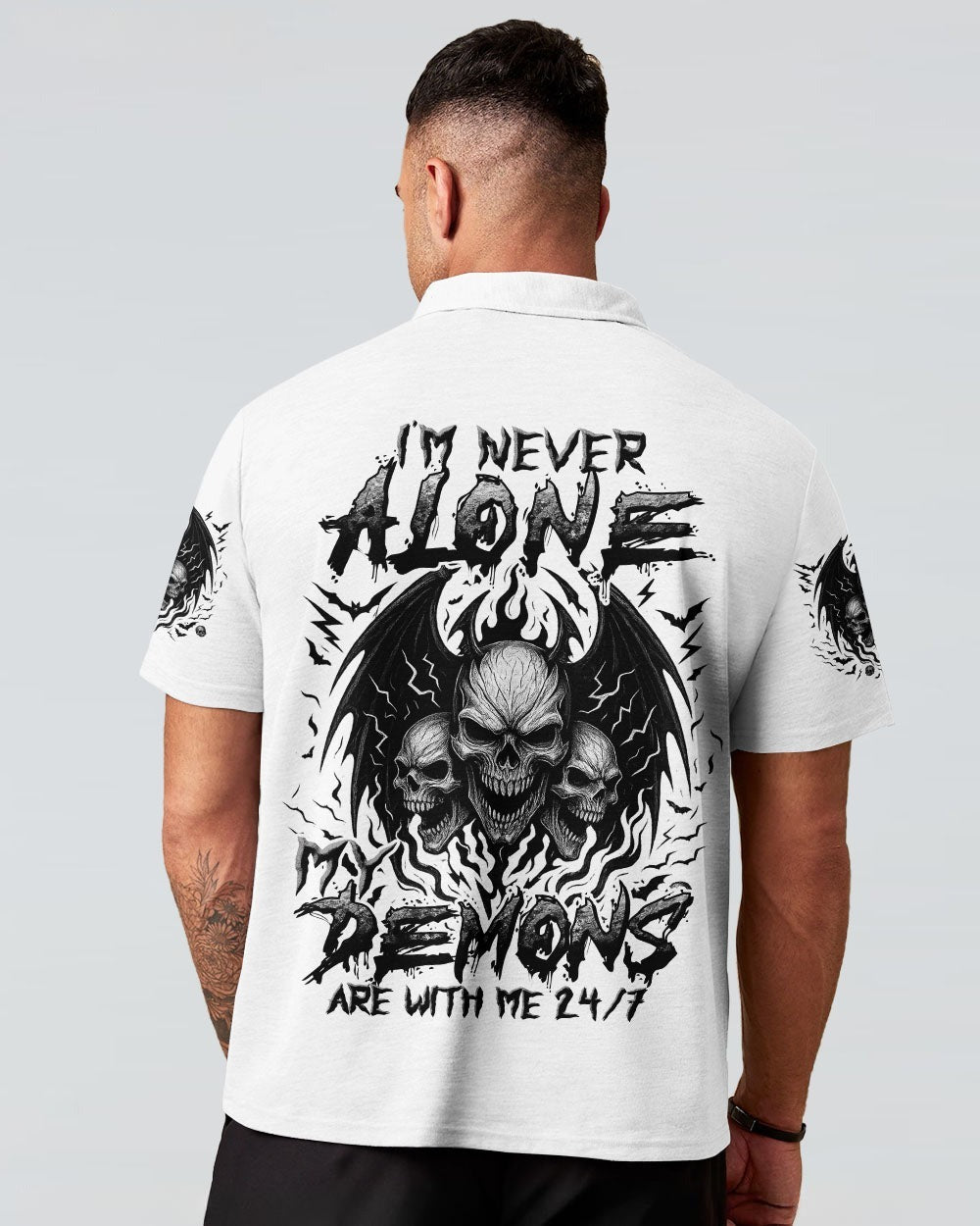 BLISSCORNERS I'M NEVER ALONE SKULL DEMON ALL OVER PRINT