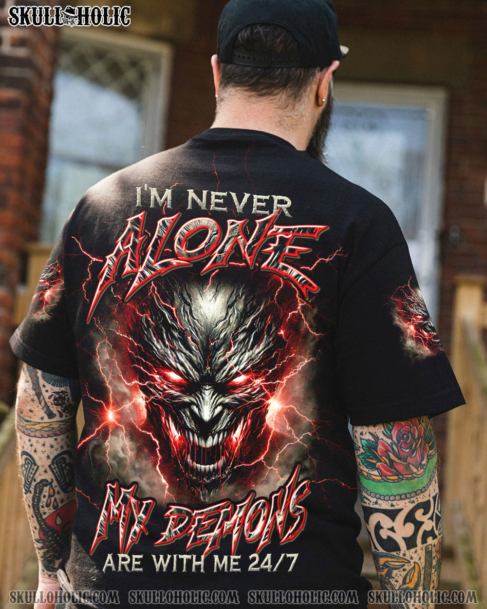 BLISSCORNERS I'M NEVER ALONE MY DEMONS ARE WITH ME 24/7 ALL OVER PRINT