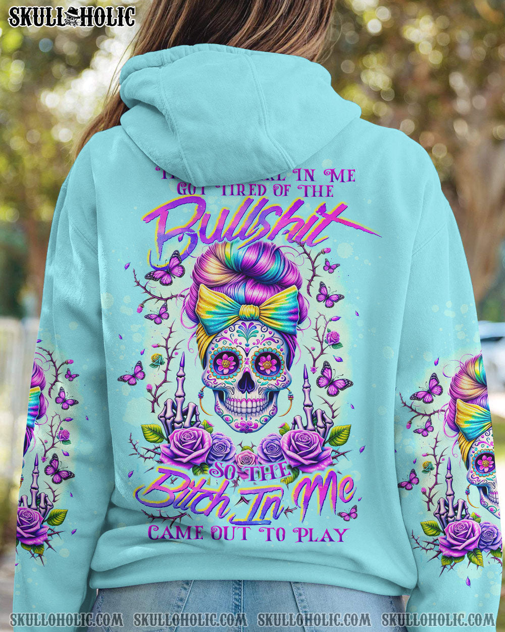 BLISSCORNERS I'M BLUNT BECAUSE GOD ROLLED ME MESSY BUN ALL OVER PRINT