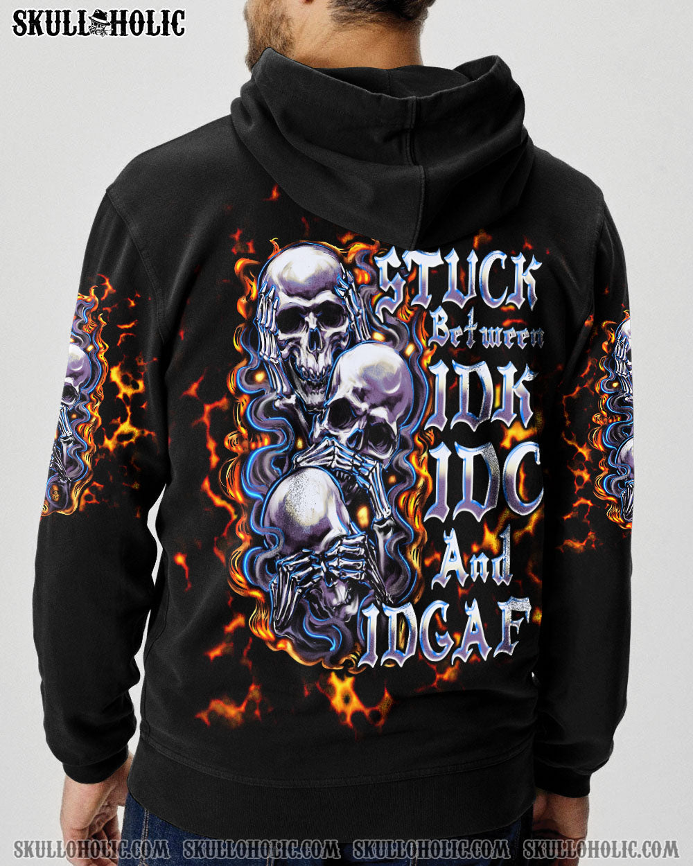 BLISSCORNERS STUCK BETWEEN IDK IDC AND IDGAF SKULL ALL OVER PRINT