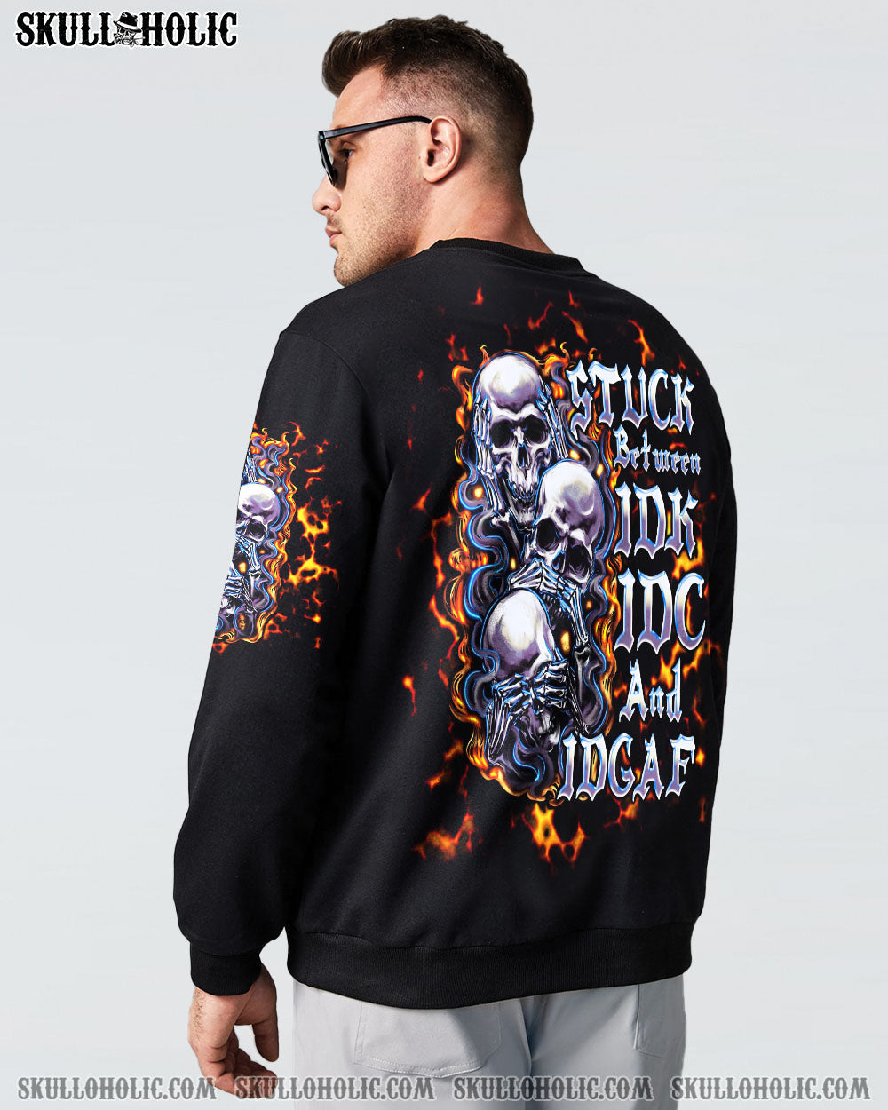 BLISSCORNERS STUCK BETWEEN IDK IDC AND IDGAF SKULL ALL OVER PRINT