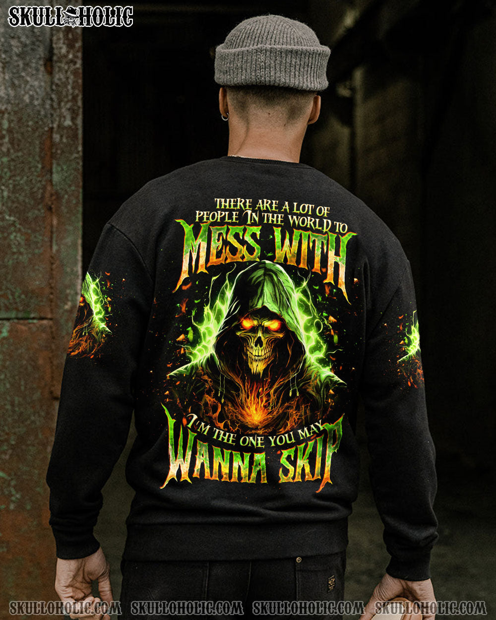 BLISSCORNERS I'M THE ONE YOU MAY WANNA SKIP SKULL REAPER ALL OVER PRINT
