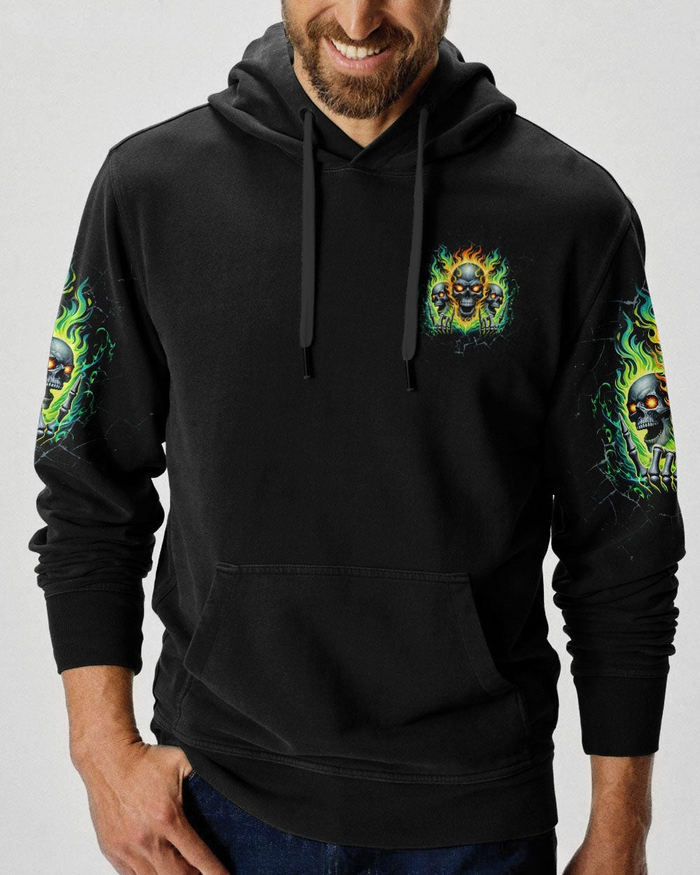 BLISSCORNERS I HAVE 3 SIDES 3 SKULLS FIRE ALL OVER PRINT