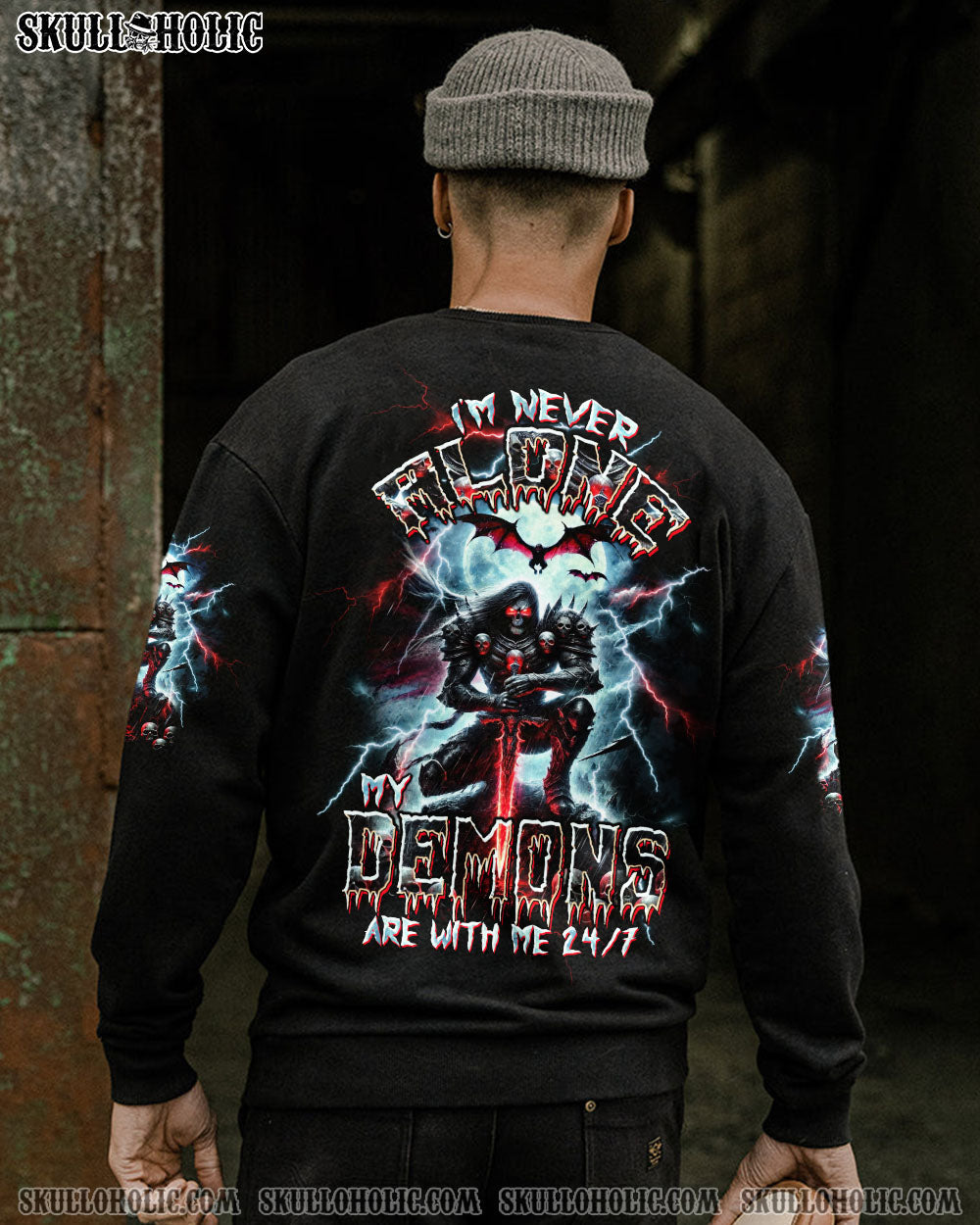 BLISSCORNERS I'M NEVER ALONE MY DEMONS ARE WITH ME 24/7 ALL OVER PRINT