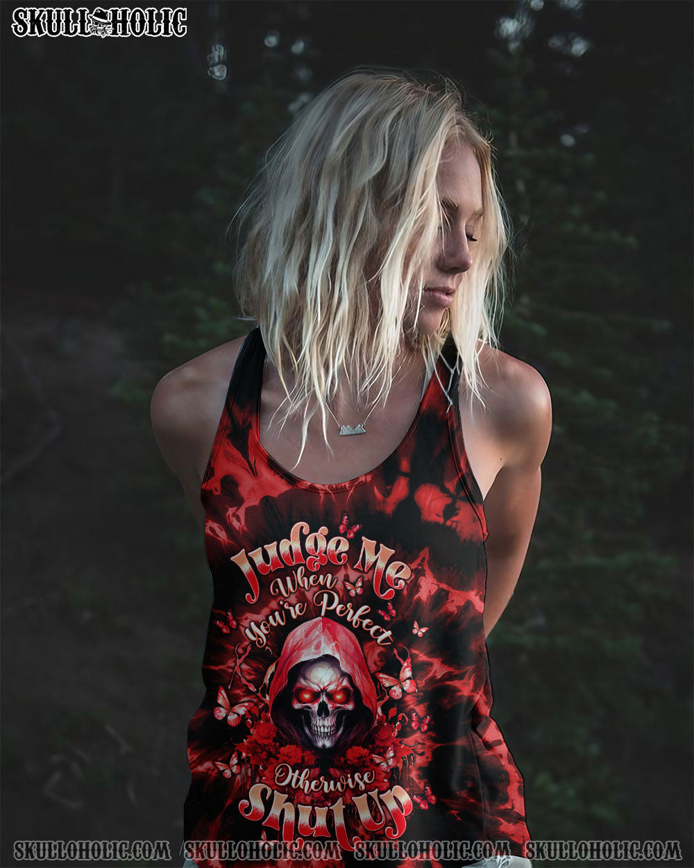 BLISSCORNERS JUDGE ME WHEN SKULL REAPER ROSE ALL OVER PRINT