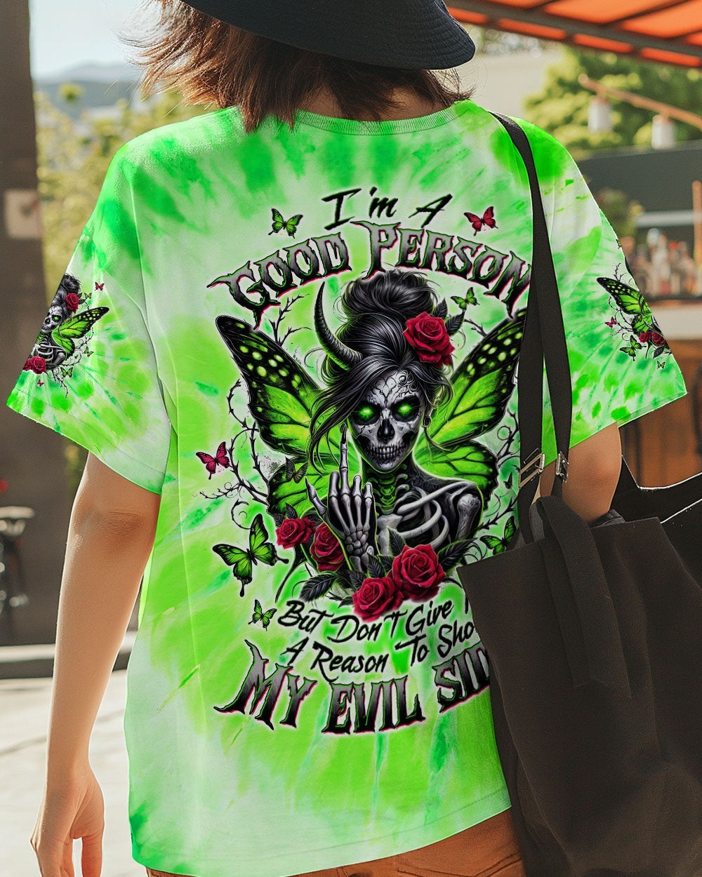 BLISSCORNERS I DON'T CARE WHAT YOU THINK OF ME SKULL MESSY BUN ALL OVER PRINT