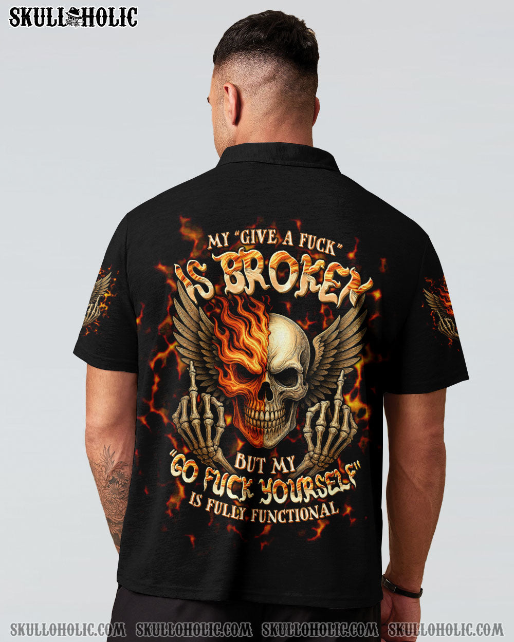 BLISSCORNERS MY GIVE A F IS BROKEN SKULL WINGS ALL OVER PRINT