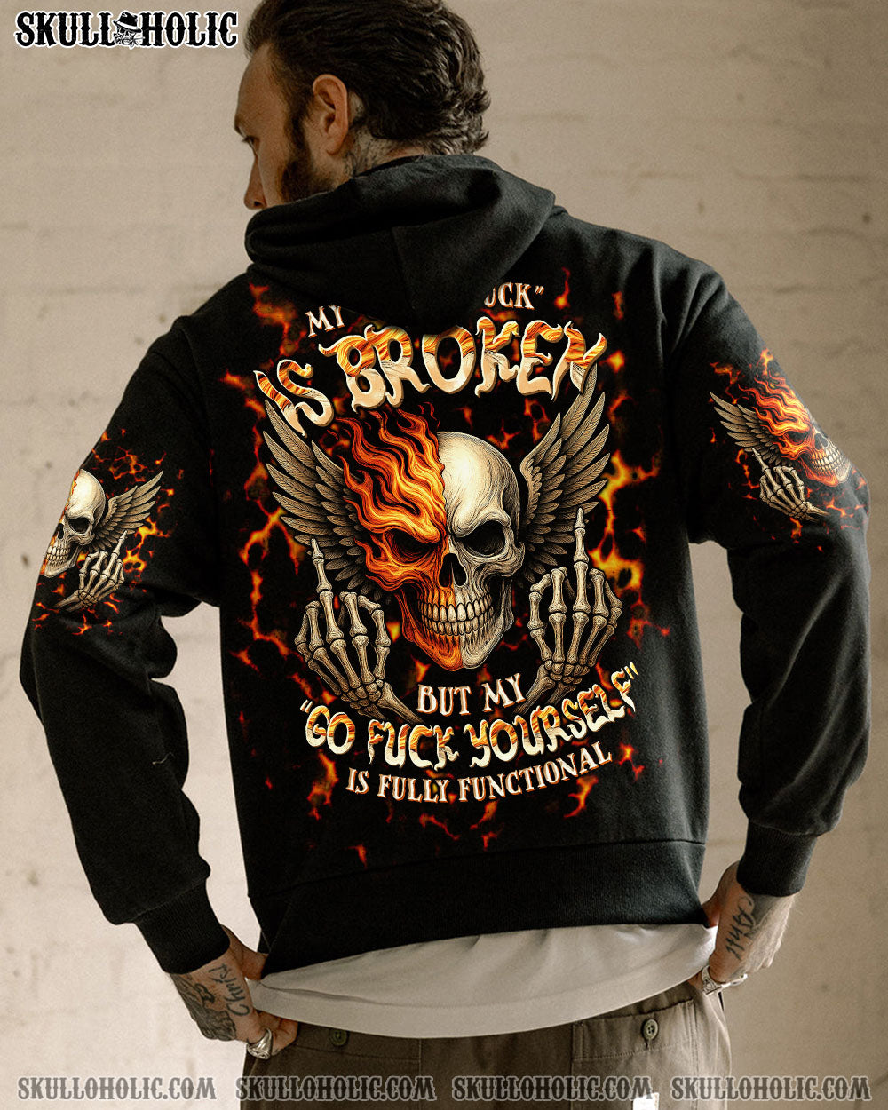 BLISSCORNERS MY GIVE A F IS BROKEN SKULL WINGS ALL OVER PRINT