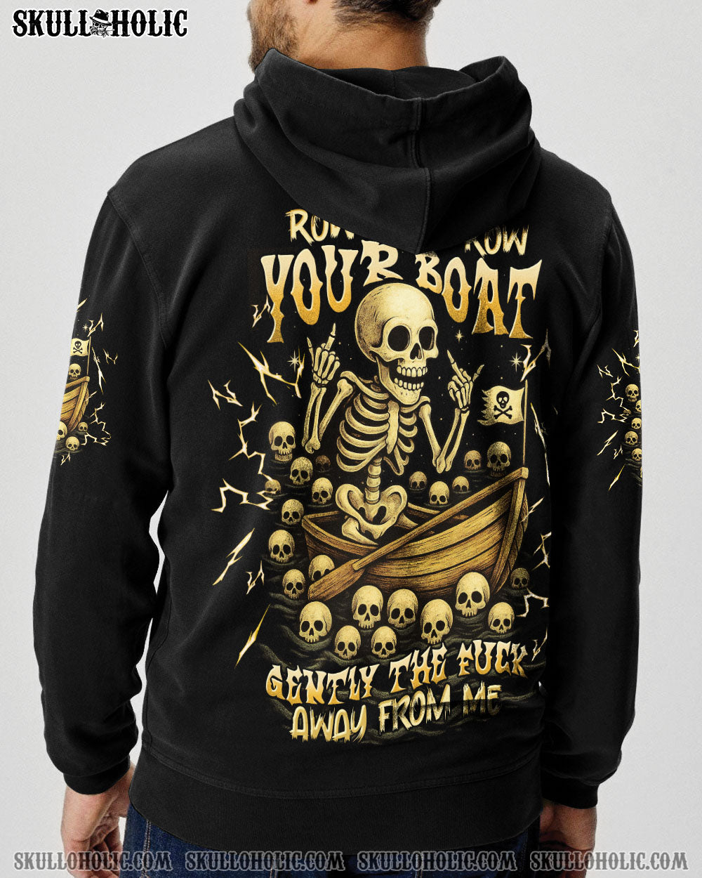 BLISSCORNERS ROW ROW ROW YOUR BOAT SKELETON ALL OVER PRINT