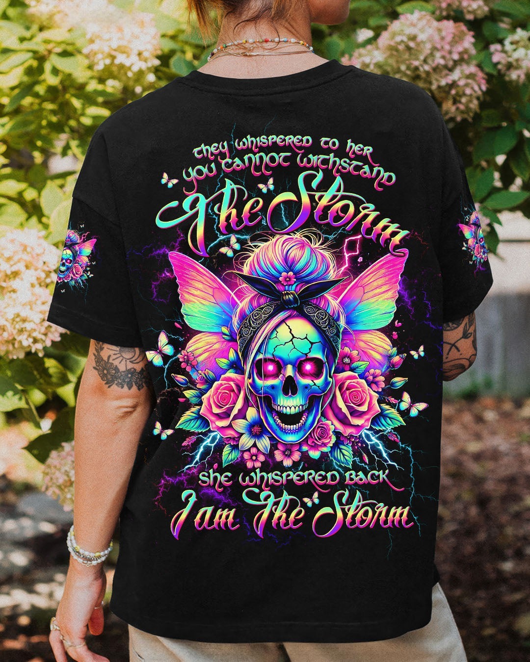 BLISSCORNERS BEHIND EVERY BAD B MESSY BUN SKULL ALL OVER PRINT