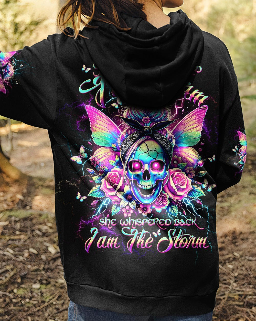 BLISSCORNERS BEHIND EVERY BAD B MESSY BUN SKULL ALL OVER PRINT