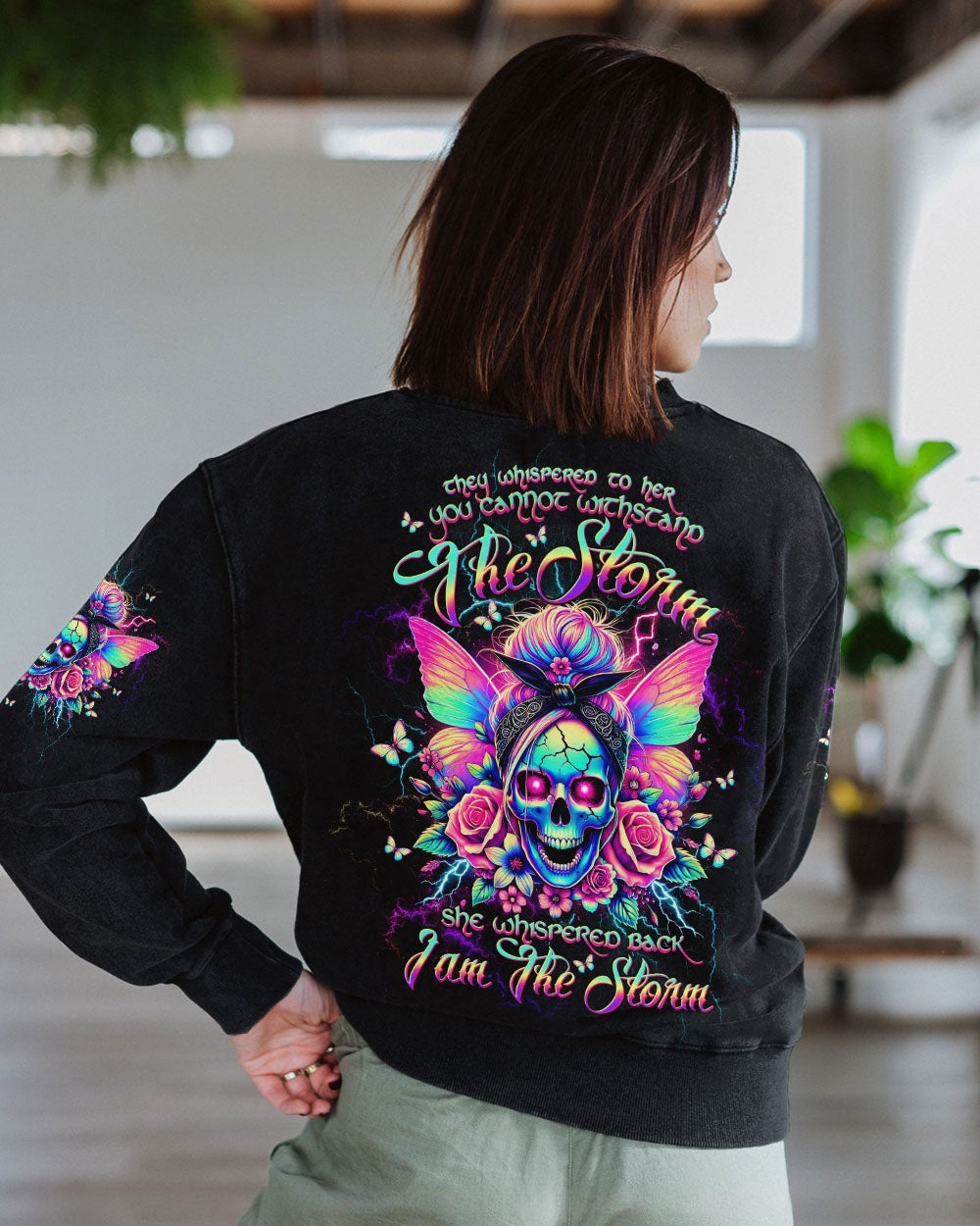 BLISSCORNERS BEHIND EVERY BAD B MESSY BUN SKULL ALL OVER PRINT