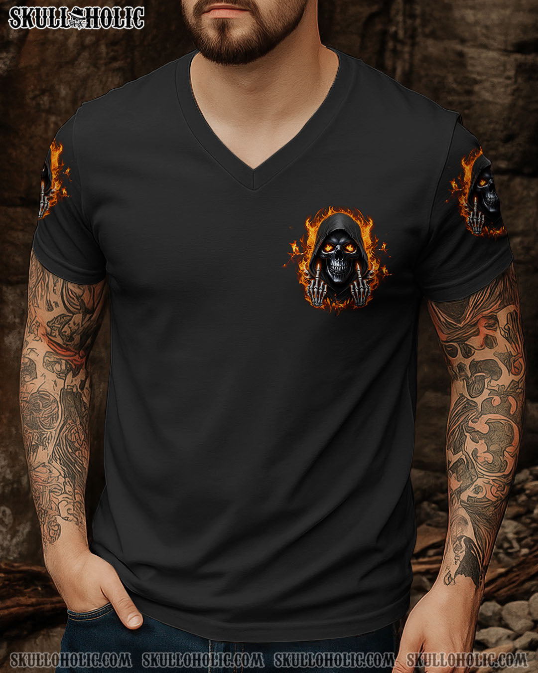 BLISSCORNERS BE CAREFUL FIRE SKULL REAPER ALL OVER PRINT