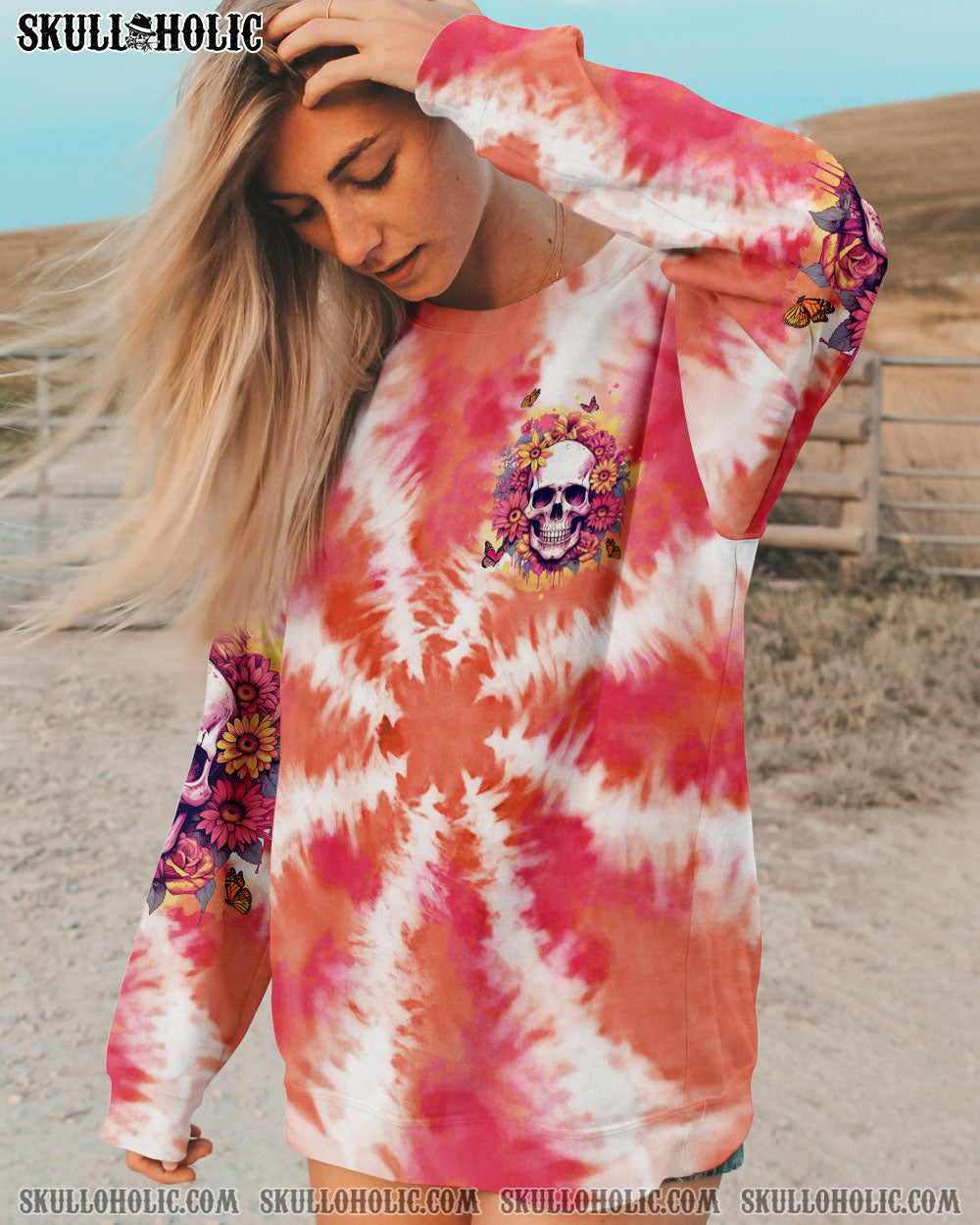BLISSCORNERS THE GOOD GIRL IN ME SKULL FLORAL ALL OVER PRINT