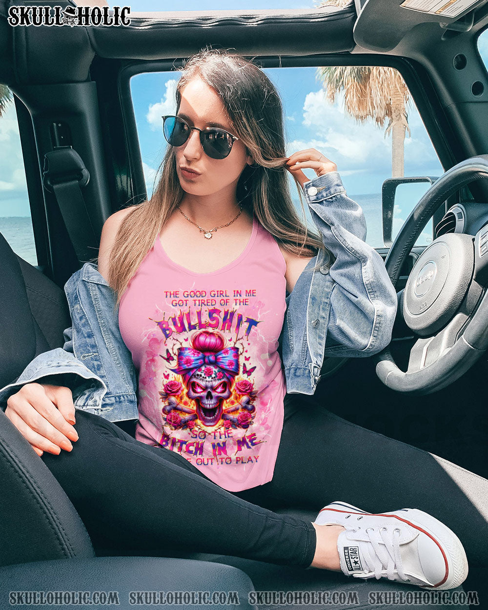 BLISSCORNERS I'M NOT ANTI-SOCIAL MESSY BUN SKULL ALL OVER PRINT