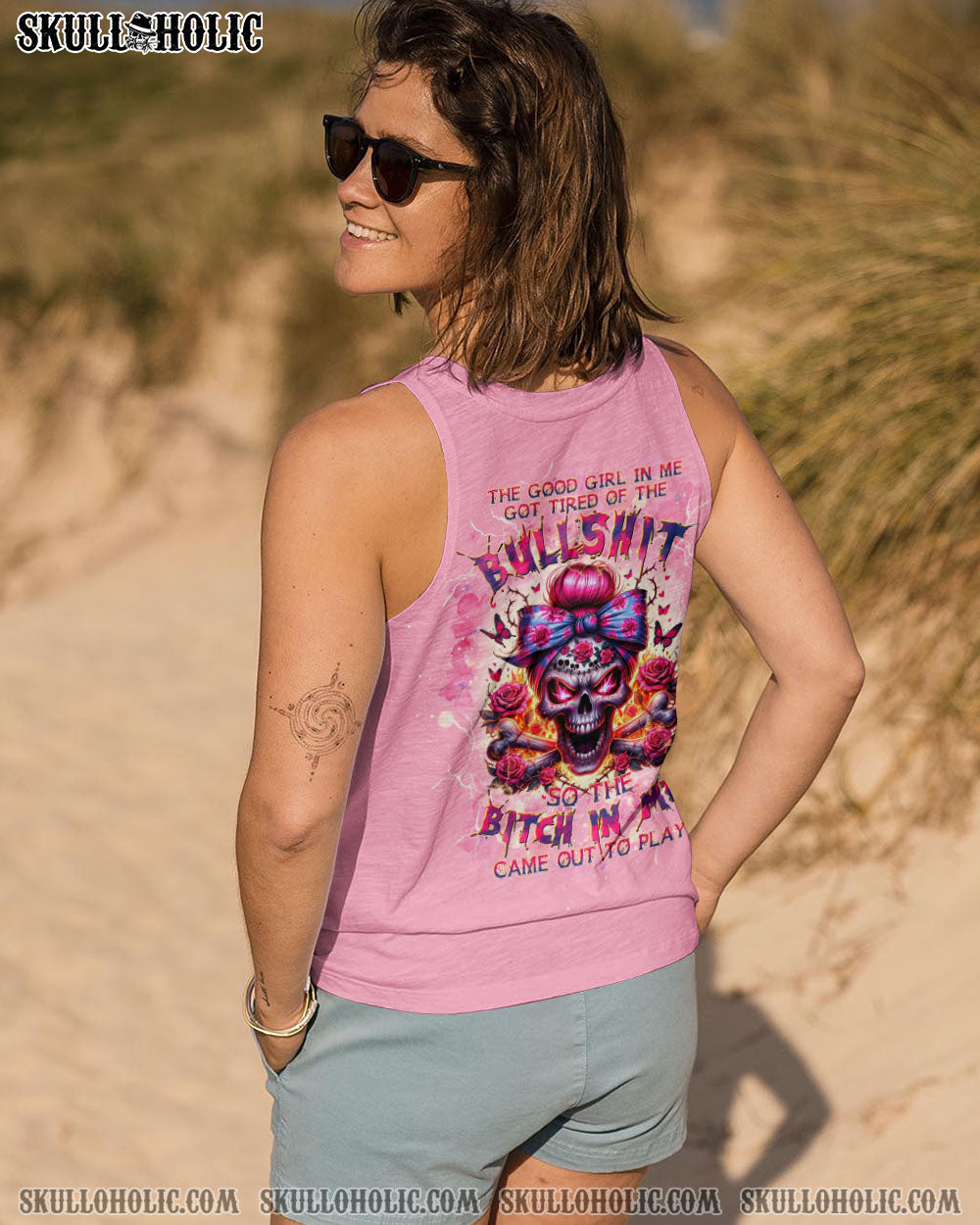 BLISSCORNERS I'M NOT ANTI-SOCIAL MESSY BUN SKULL ALL OVER PRINT