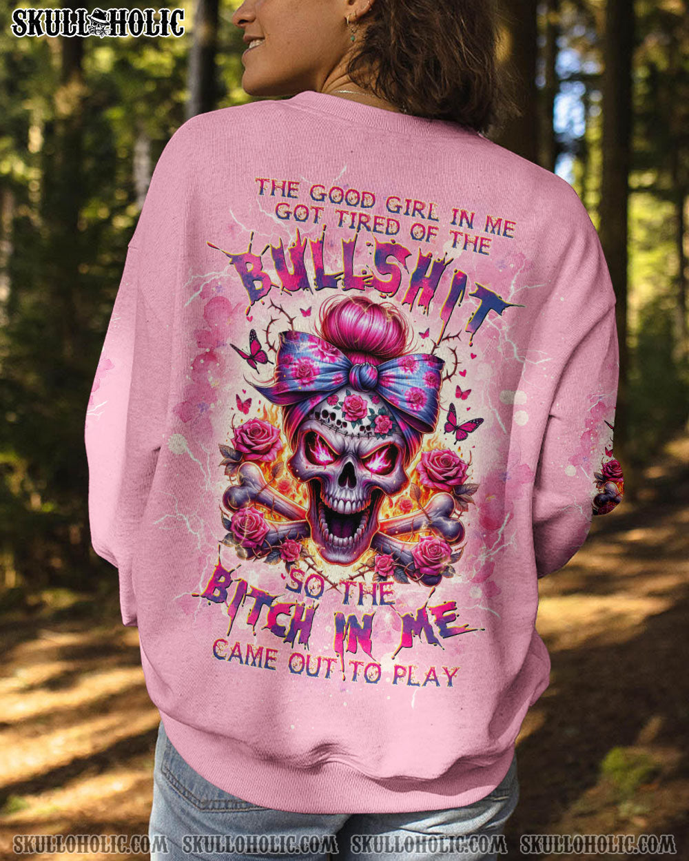 BLISSCORNERS I'M NOT ANTI-SOCIAL MESSY BUN SKULL ALL OVER PRINT