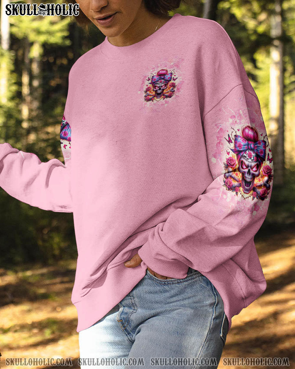 BLISSCORNERS I'M NOT ANTI-SOCIAL MESSY BUN SKULL ALL OVER PRINT
