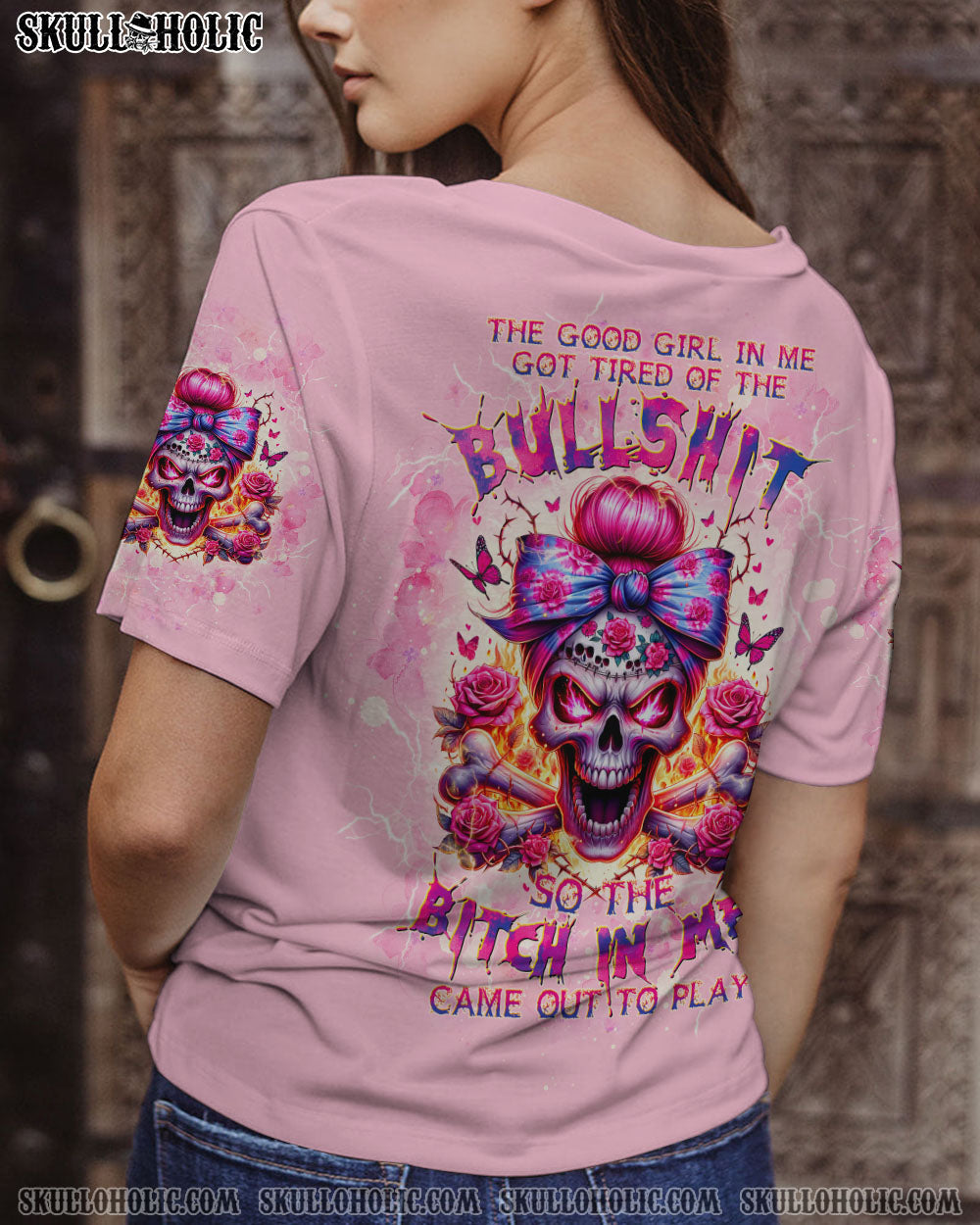 BLISSCORNERS I'M NOT ANTI-SOCIAL MESSY BUN SKULL ALL OVER PRINT