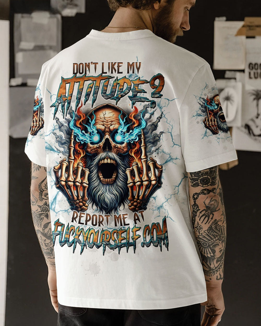 BLISSCORNERS DON'T LIKE MY ATTITUDE OLD SKULL ALL OVER PRINT