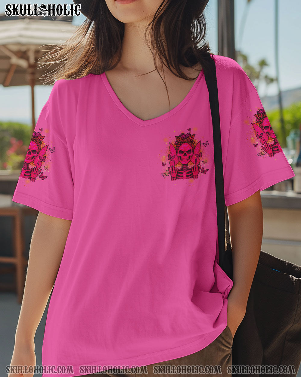 BLISSCORNERS THE GOOD GIRL IN ME ROSE SKULL MESSY BUN ALL OVER PRINT