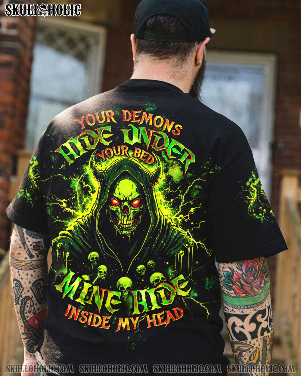 BLISSCORNERS YOUR DEMONS HIDE UNDER YOUR BED SKULL ALL OVER PRINT