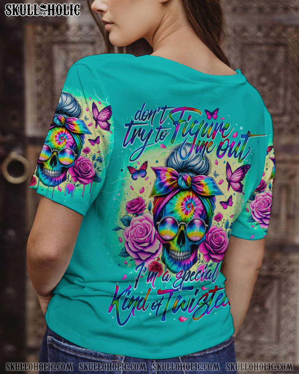 BLISSCORNERS KARMA WILL SLAP YOU EVENTUALLY MESSY BUN ALL OVER PRINT