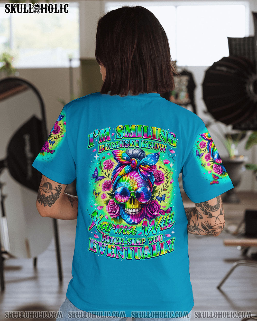 BLISSCORNERS THE GOOD GIRL IN ME MESSY BUN TIE DYE ALL OVER PRINT