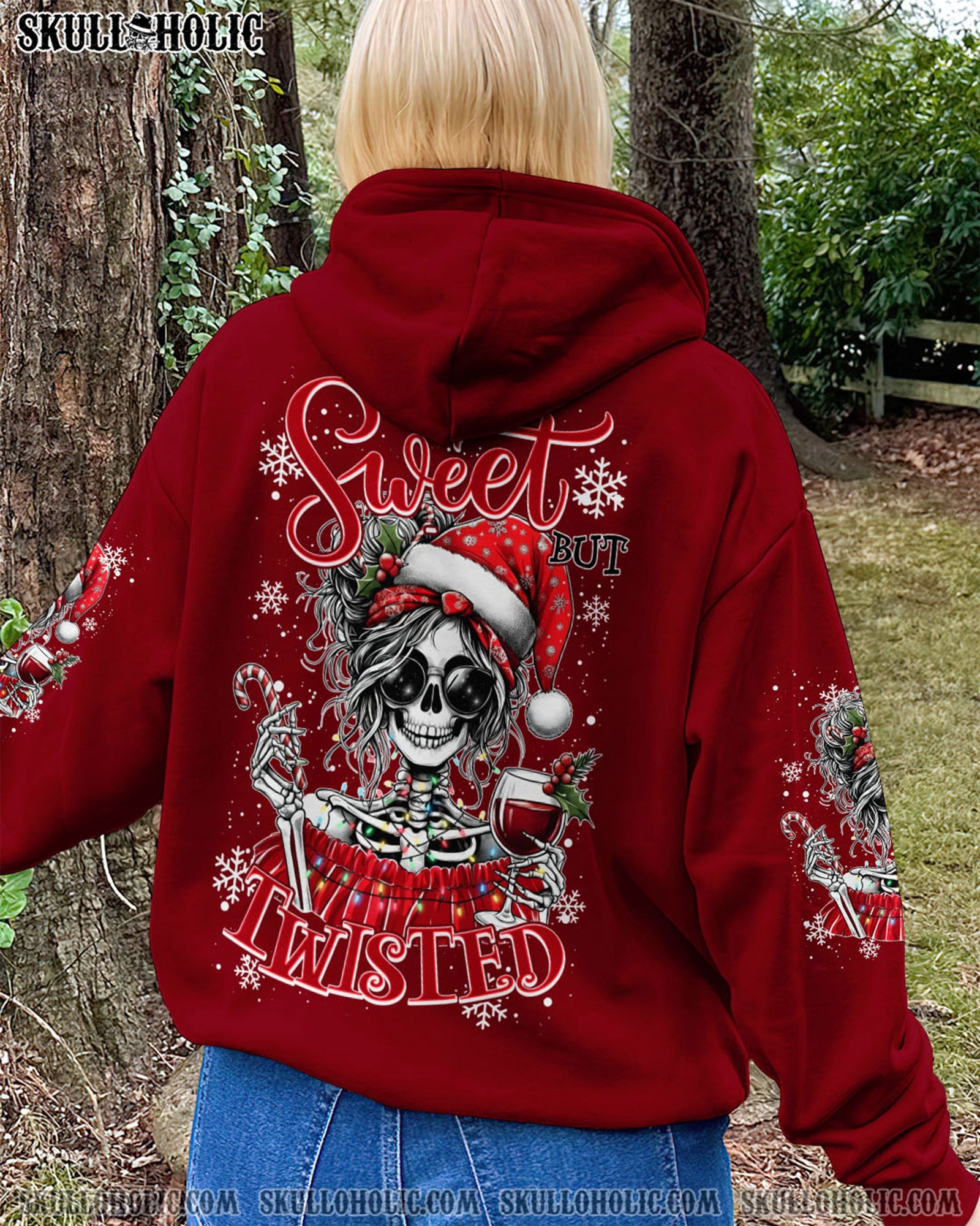 BLISSCORNERS NAH I'M GOOD MESSY BUN SKULL CHRISTMAS ALL OVER PRINT
