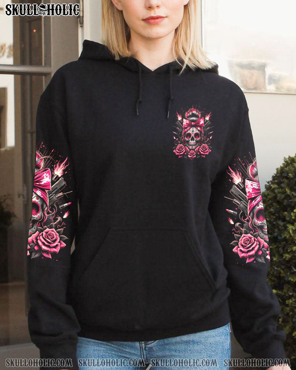 BLISSCORNERS SHE IS SUNSHINE MESSY BUN SKULL ALL OVER PRINT