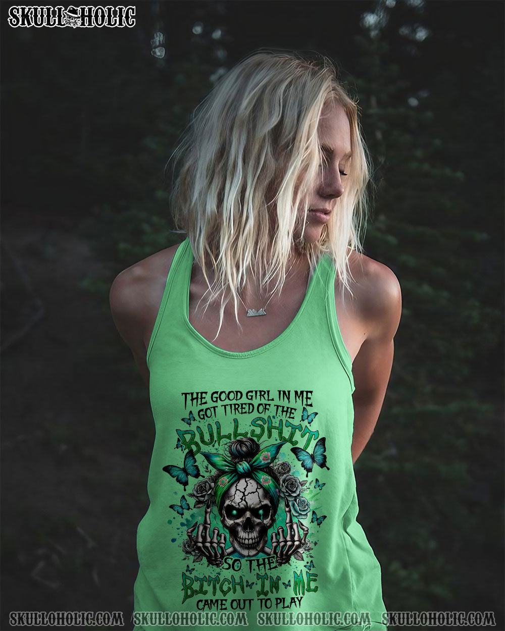 BLISSCORNERS I'M AN OLD WOMAN MESSY BUN SKULL TIE DYE ALL OVER PRINT