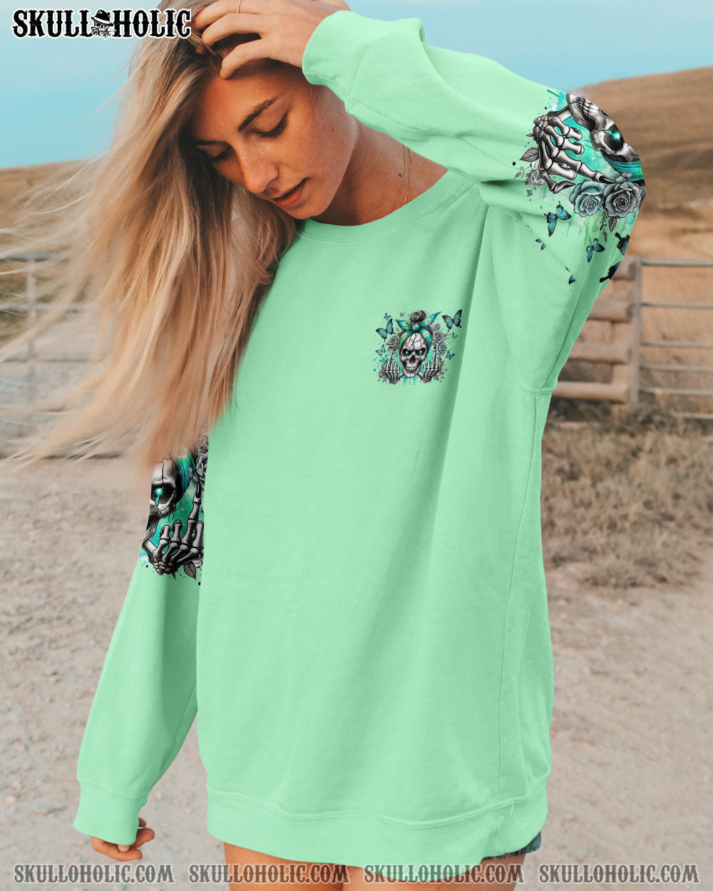 BLISSCORNERS I'M AN OLD WOMAN MESSY BUN SKULL TIE DYE ALL OVER PRINT