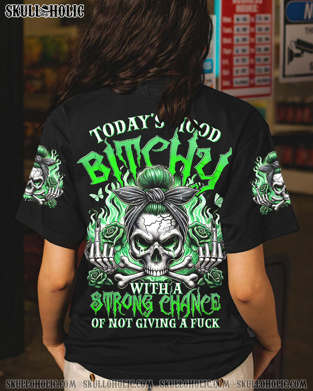 BLISSCORNERS YOUR FIRST MISTAKE SKULL MESSY BUN ALL OVER PRINT