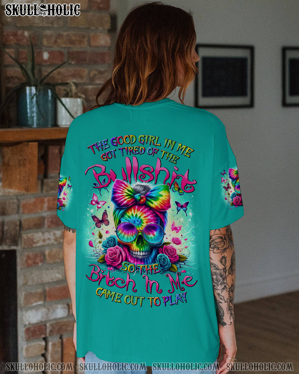 BLISSCORNERS YOU COULDN'T HANDLE ME MESSY BUN TIE DYE ALL OVER PRINT